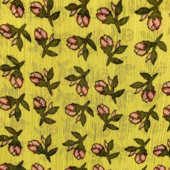 Kut from the KLOTH bright yellow button down shirt. Floral small roses print - Picture 7 of 9